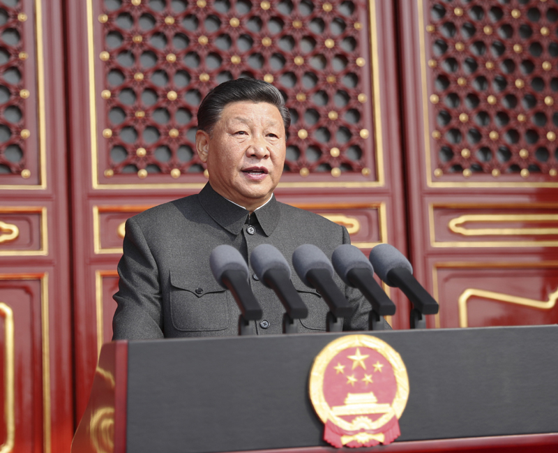 10月1日上午，慶祝中華人民共和國成立70周年大會在北京天安門廣場隆重舉行。中共中央總書記、國家主席、中央軍委主席習近平發(fā)表重要講話。